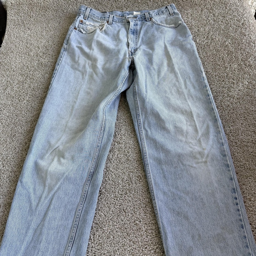 Vintage Levis 550 Relaxed Fit Jeans Mens 36x34 Light Wash Denim Tapered Cotton